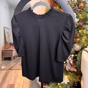 CeCe Black Ruffled Blouse